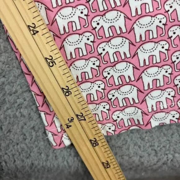 Roller Rabbit Pajama Set Top XS Pant SMALL Pink Elephant Novelty AOP Pima Cotton - Picture 12 of 13